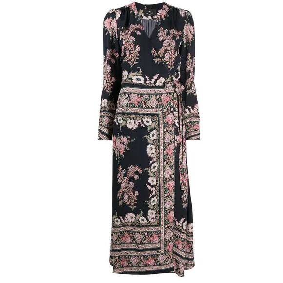 Etro Floral Paisley Print Wraparound Midi Dress Size 6 - Picture 5 of 14